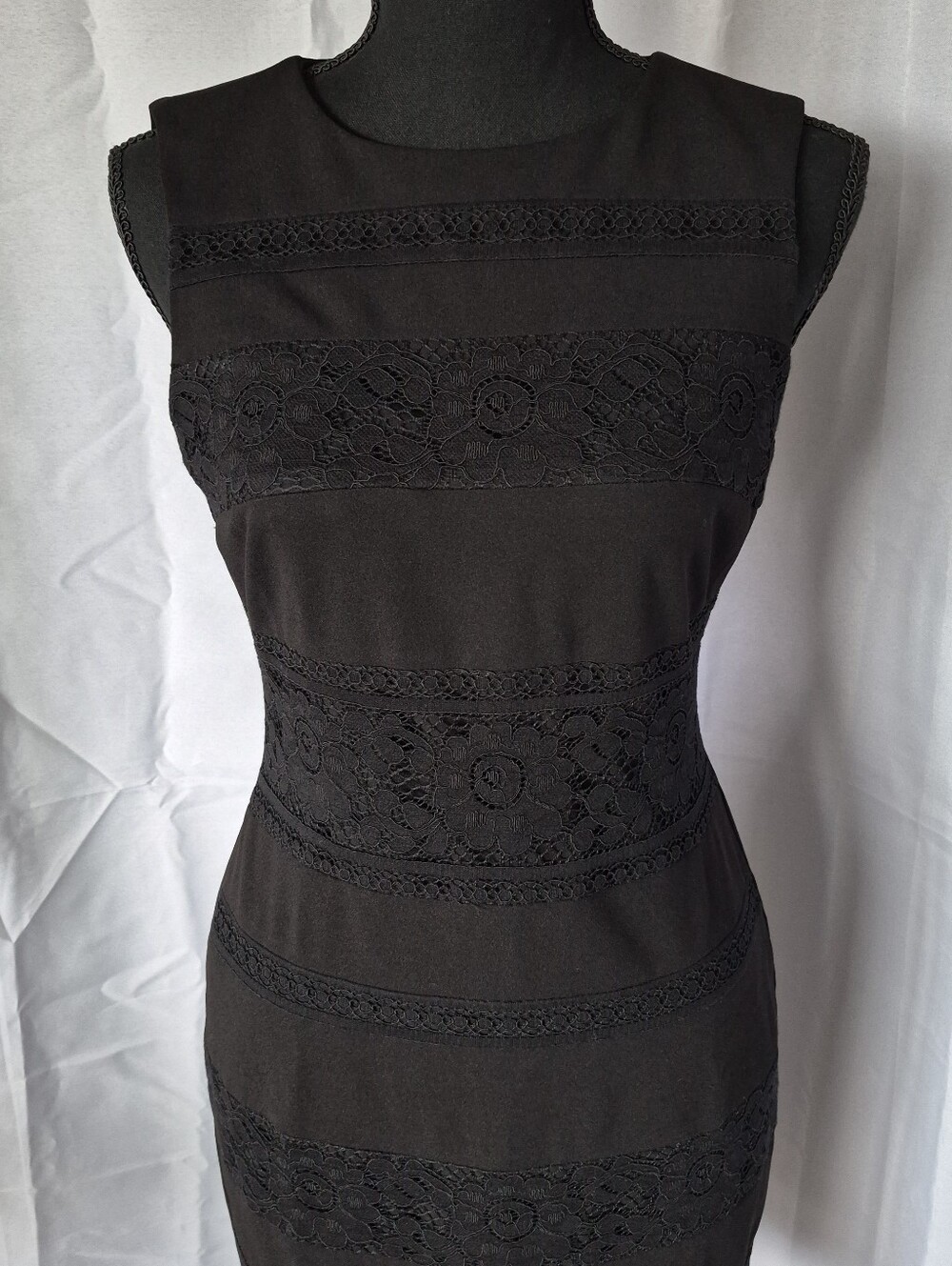 Tommy Hilfiger Black Lace-Panel Sleeveless Midi Dress Sz 2
